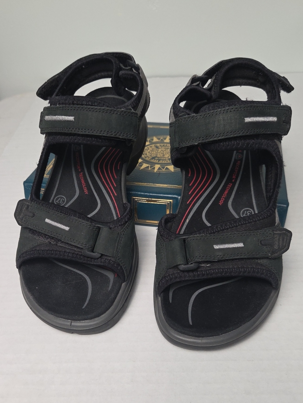 Ecco Black Womens Sport Sandals with Adjustable Straps Size 37